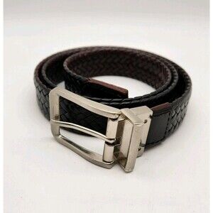 Nike Mens Reversible Braided Woven Leather Belt Brown/Black Golf 36" Pre-owned